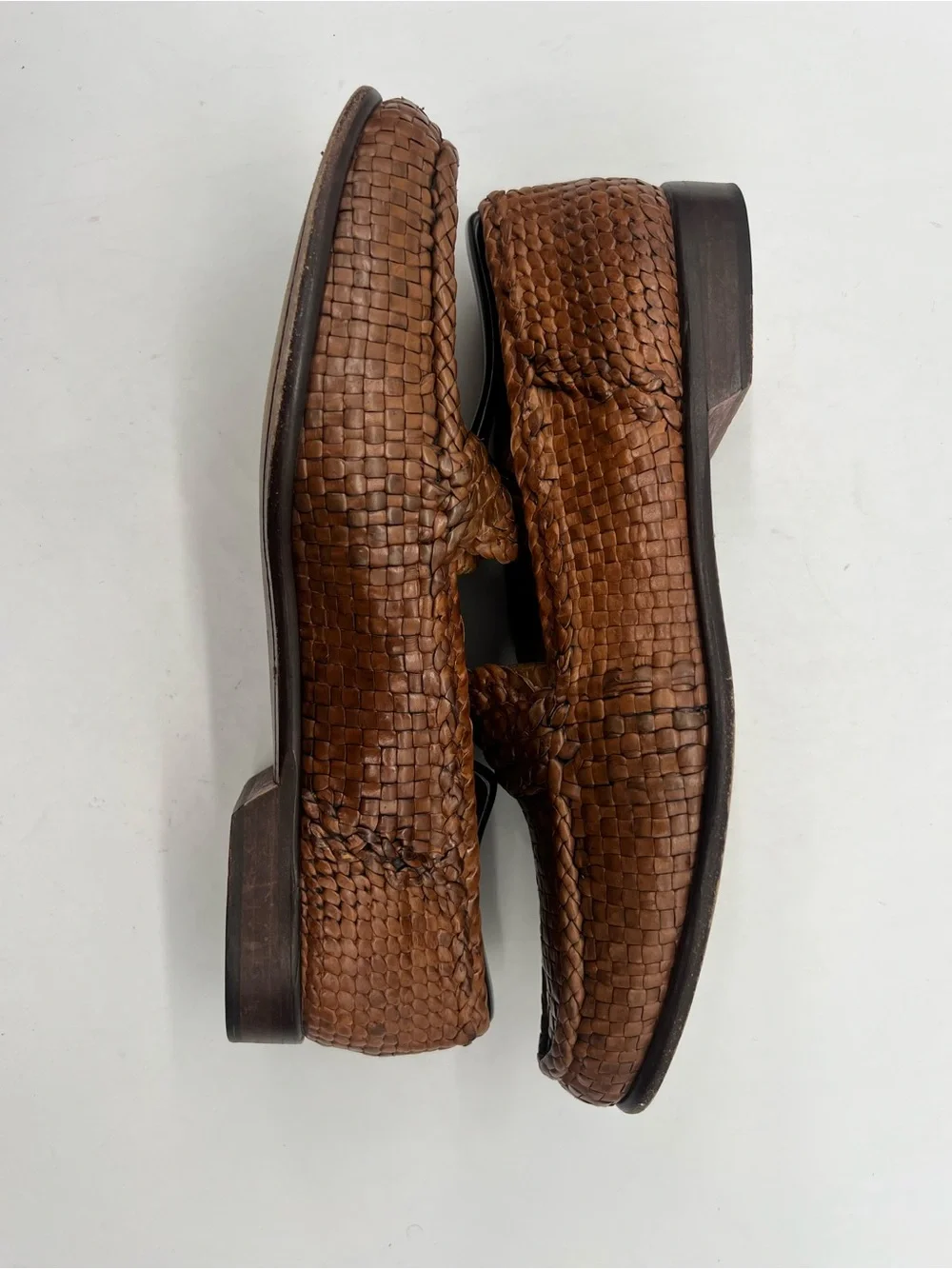 Cole Haan Men’s Sz 12M Brown Leather Woven Casual Loafers Dress Shoes.